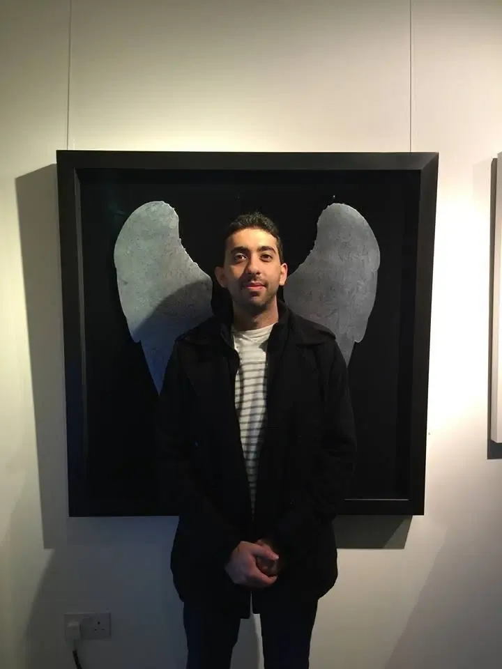 In front of one of Mila Fürstová's original Ghost Stories pieces