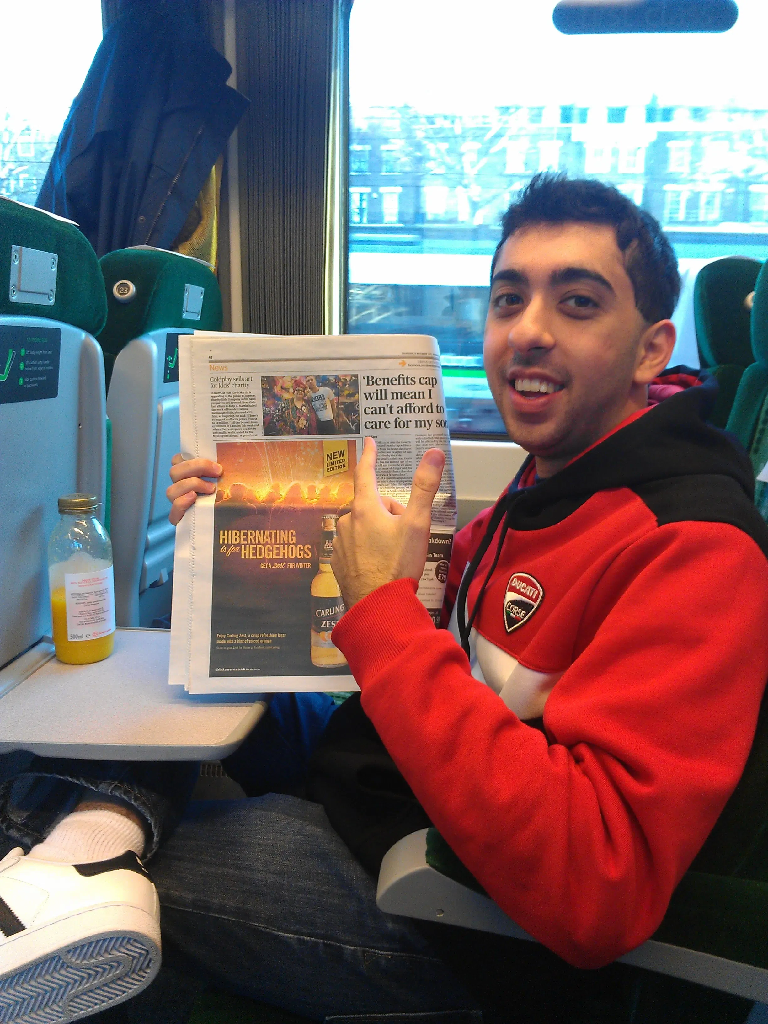 Reading about the exhibition on the train the next morning