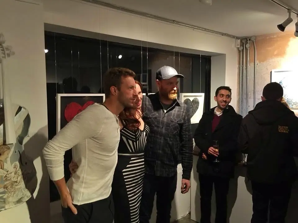 Jimmy Dushku near Chris, Jonny, and Mila at the gallery