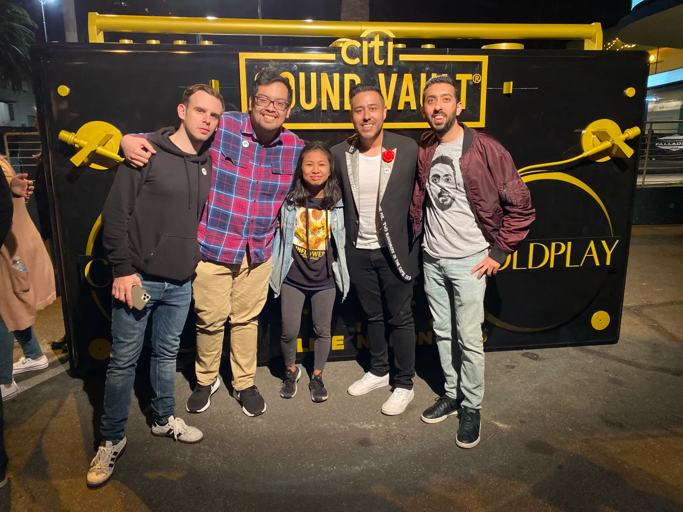Jimmy Dushku with a group of friends outside the Citi Sound Vault venue