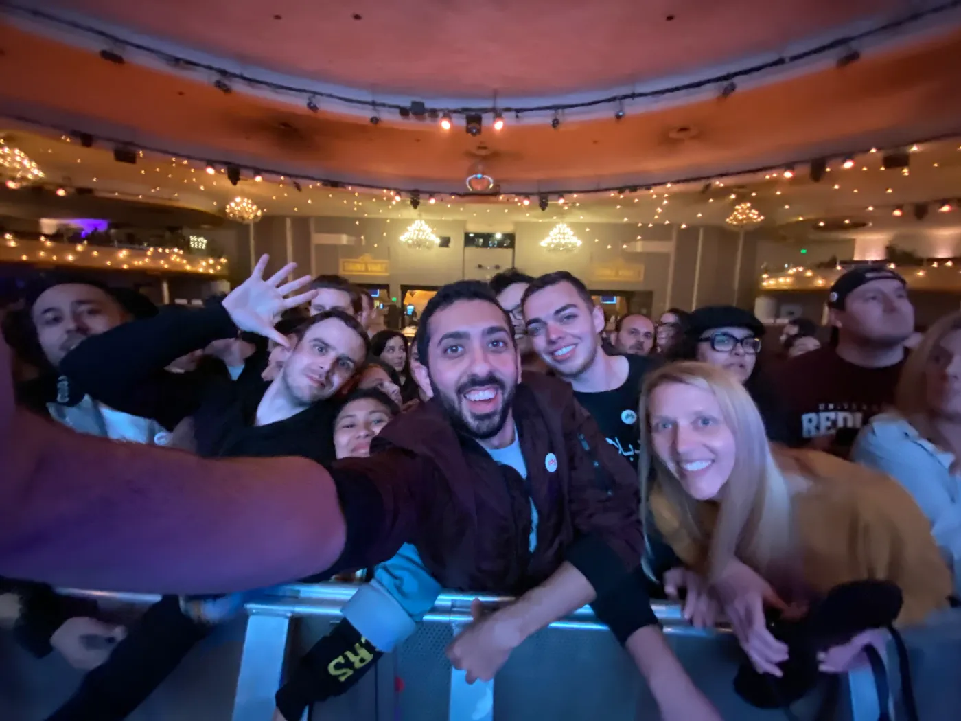 Jimmy Dushku with a group of friends at the barricade