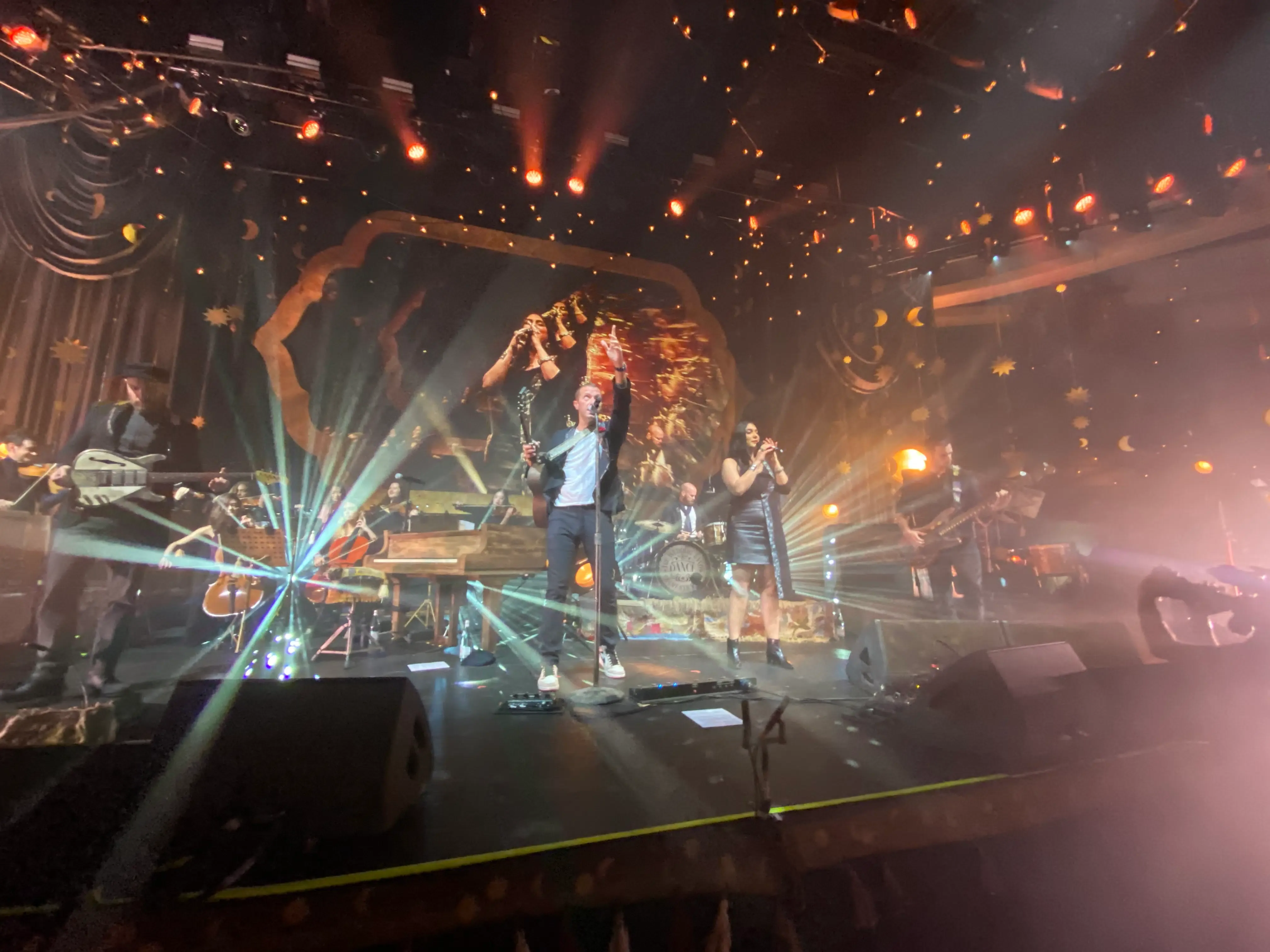 Coldplay on stage at the Hollywood Palladium