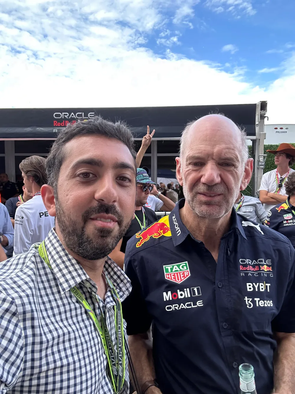 Jimmy Dushku with Red Bull chief technical officer Adrian Newey