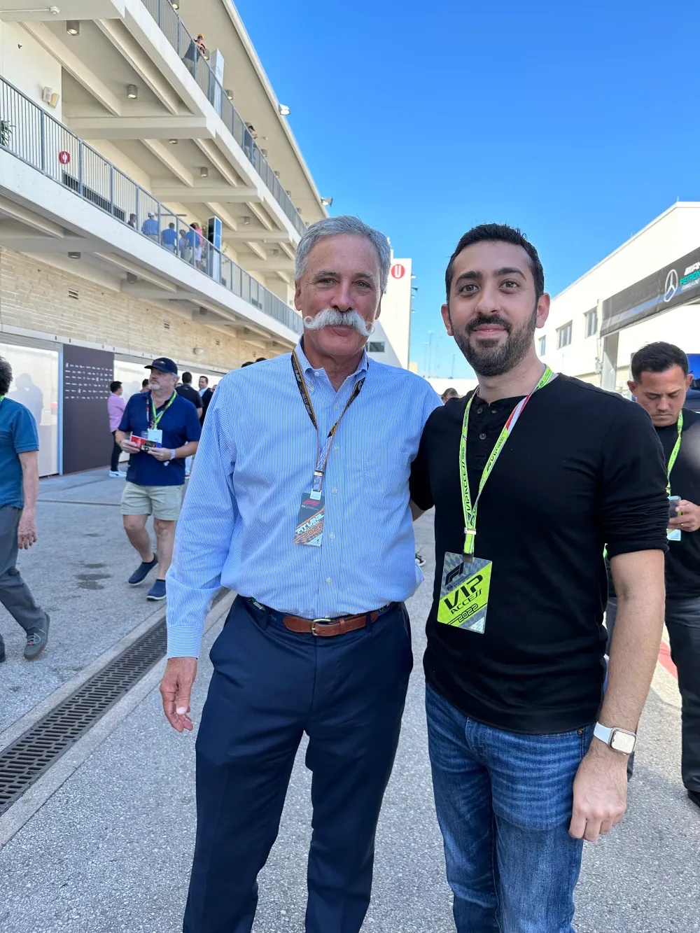 Jimmy Dushku with former Formula 1 CEO Chase Carey