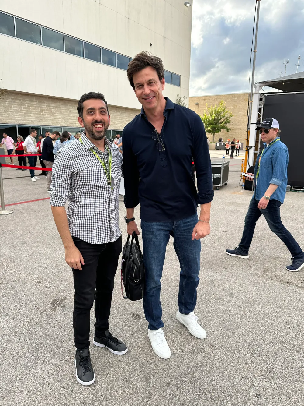 Jimmy Dushku with Mercedes team principal Toto Wolff