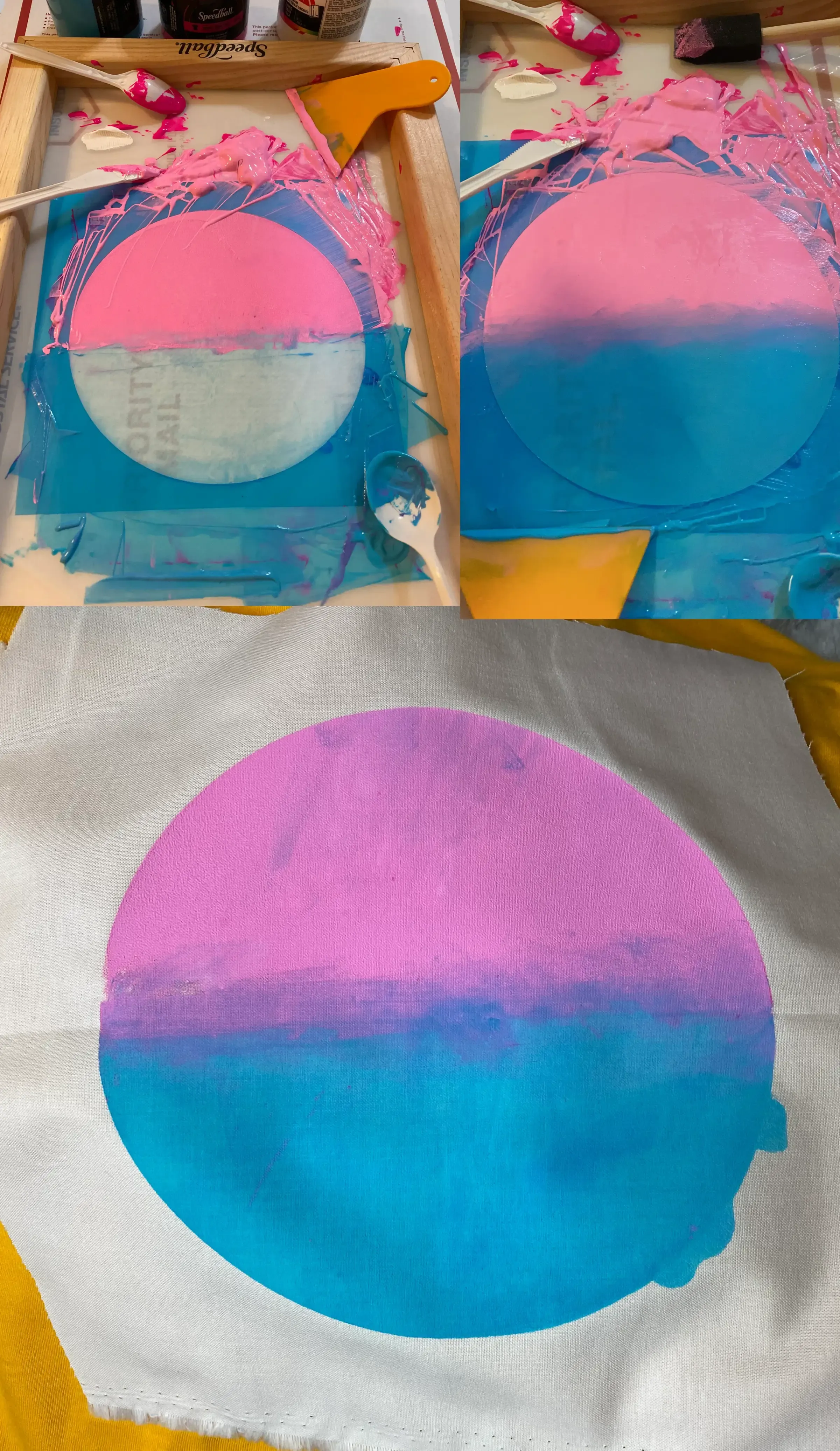 Screen printing the back panel, cutting it close